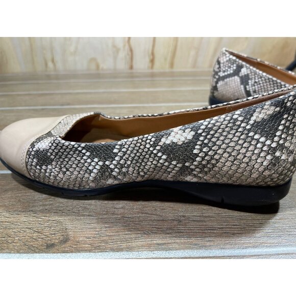 Comfortview Womens Snakeskin Pattern & Beige Cap Toe Flats Size 8 Wide width - Picture 5 of 9